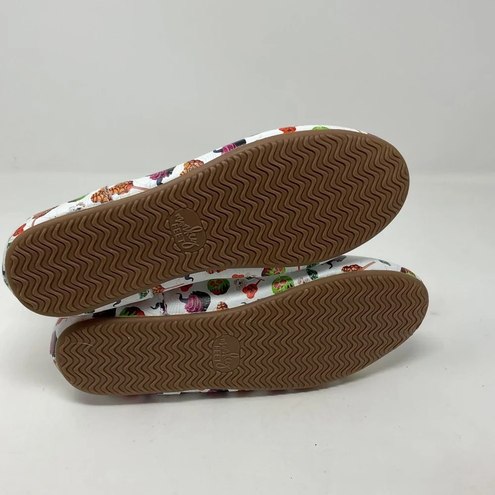 Monkey Feet Halloween Leather Ballet Flats Orange Elastic Straps Bows Size 37